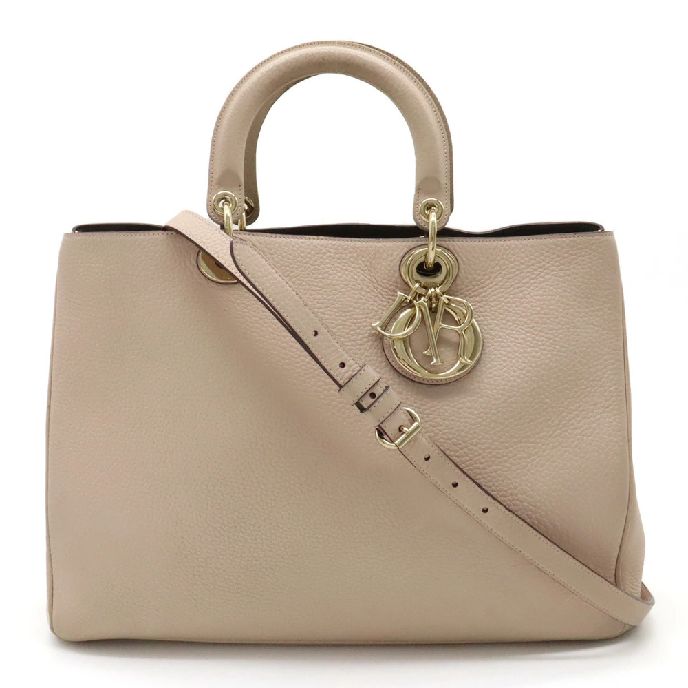 Christian Dior Diorissimo 2way Shoulder Bag Leather Baby Pink